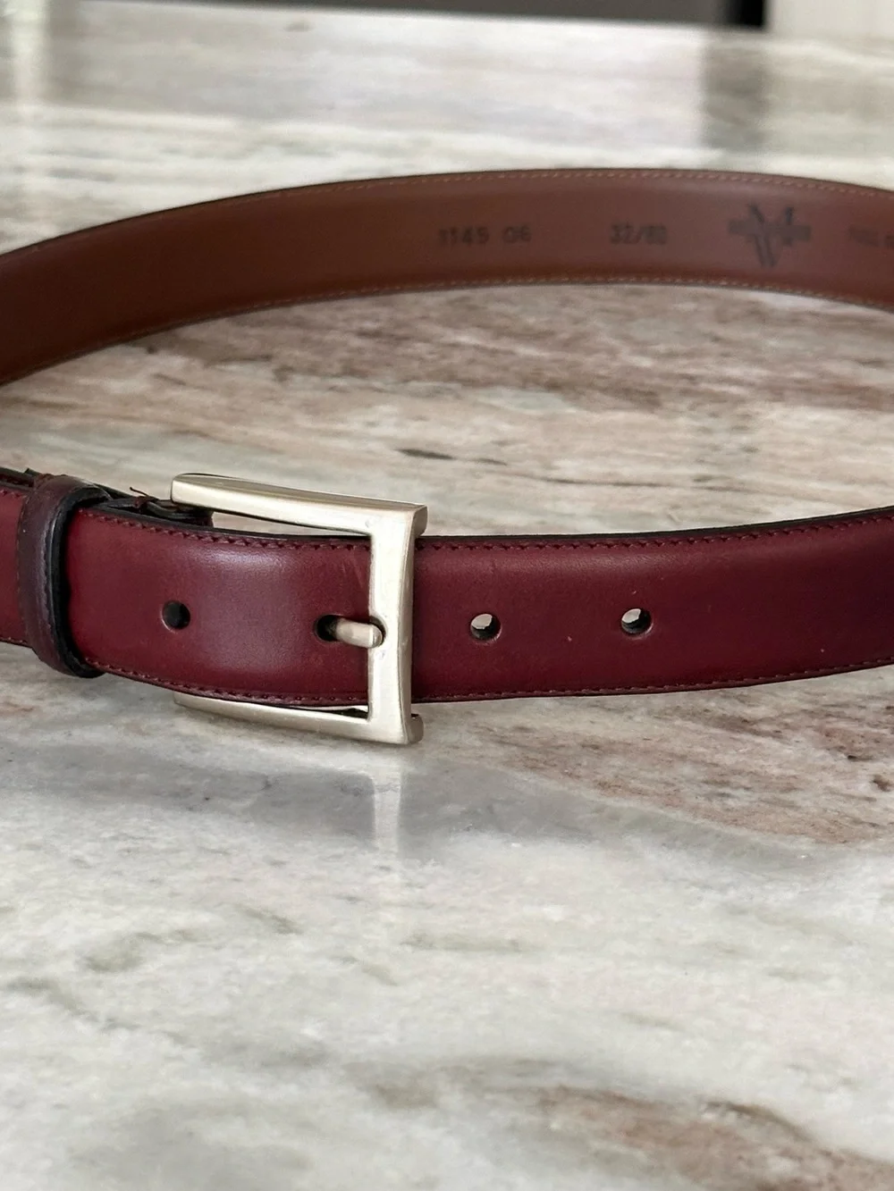 Men’s Wearhouse Full Grain Italian Leather Brown Dress Belt Made In Italy